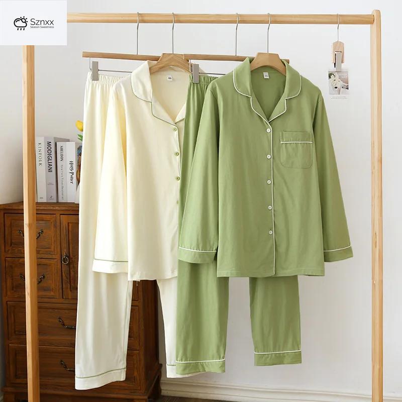 Soft Knit Cotton Long-sleeve Pajama Lounge Set