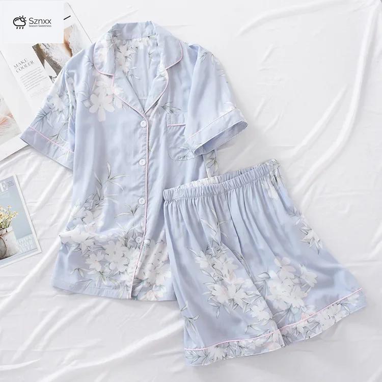 Comfortable Viscose Buckle Pajama Shorts Set