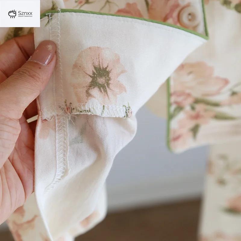 Soft Cotton Knit Womens Floral Pajama Set