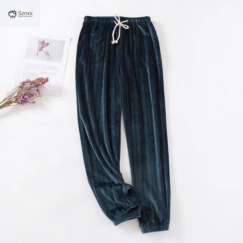 Cozy Flannel Coral Velvet Couple Lounge Pants