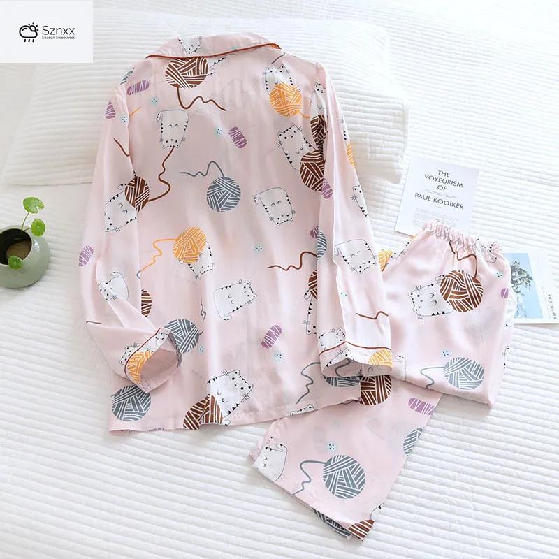 Soft Viscose Long-sleeve Geometric Pajama Set