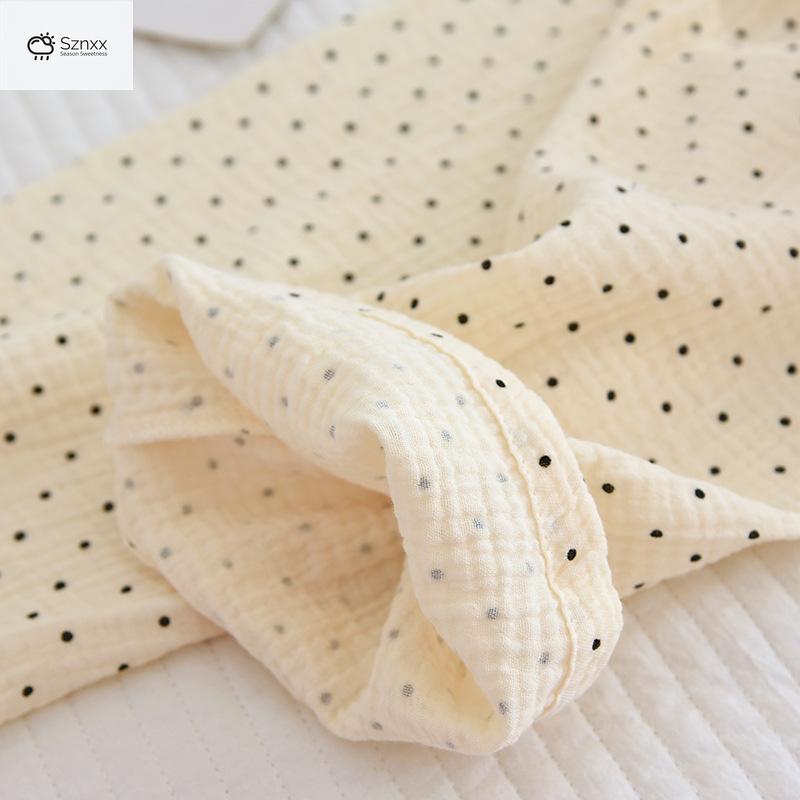Polka Dot Cotton Crepe Pajama Set Long-sleeve