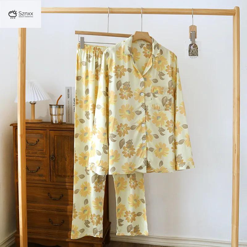 Silky Floral Cotton Pajama Lounge Set