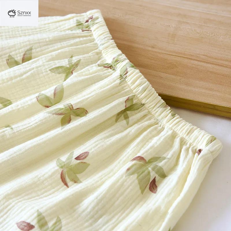 Soft Cotton Crepe Pajama Set With Chest Pads