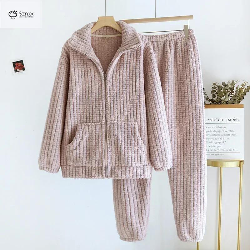 Cozy Flannel Couple Pajama Set Winter Loungewear