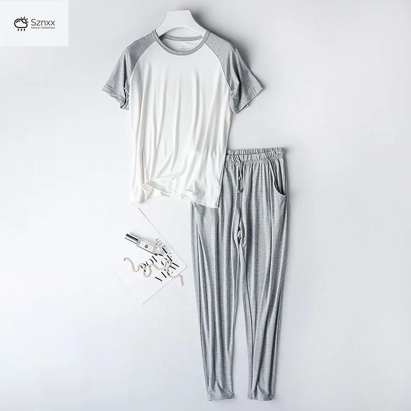 Womens Modal Short-sleeve Pajama Set Lightweight Breathable
