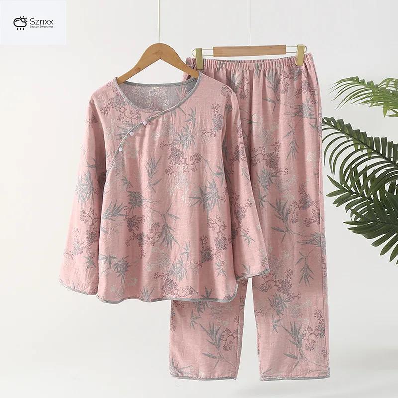 Floral Jacquard Cotton Long-sleeve Pajama Set