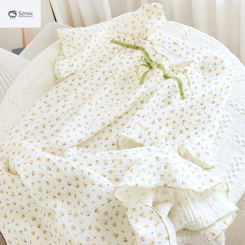 Floral Cotton Crepe Short Sleeve Summer Nightdress