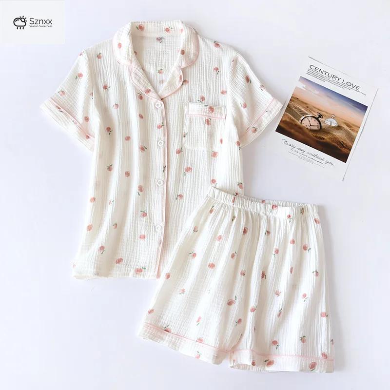 Japanese Cotton Crepe Loose Pajama Shorts Set