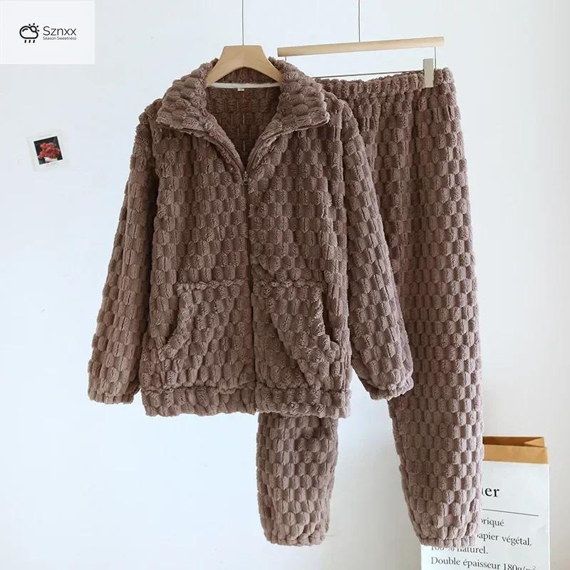 Cozy Flannel Couple Pajama Set With Plush Lounge Pants