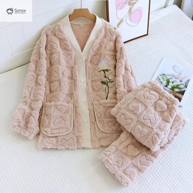 Cozy Flannel Coral Fleece Women’s Pajama Set