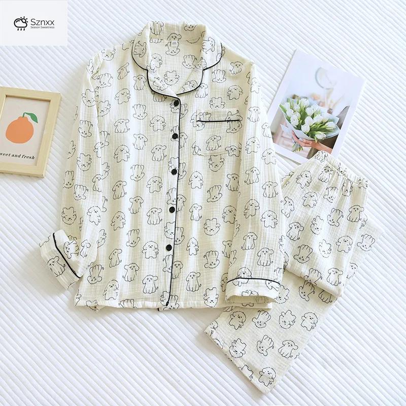 Soft Cotton Crepe Printed Pajama Set For Women
