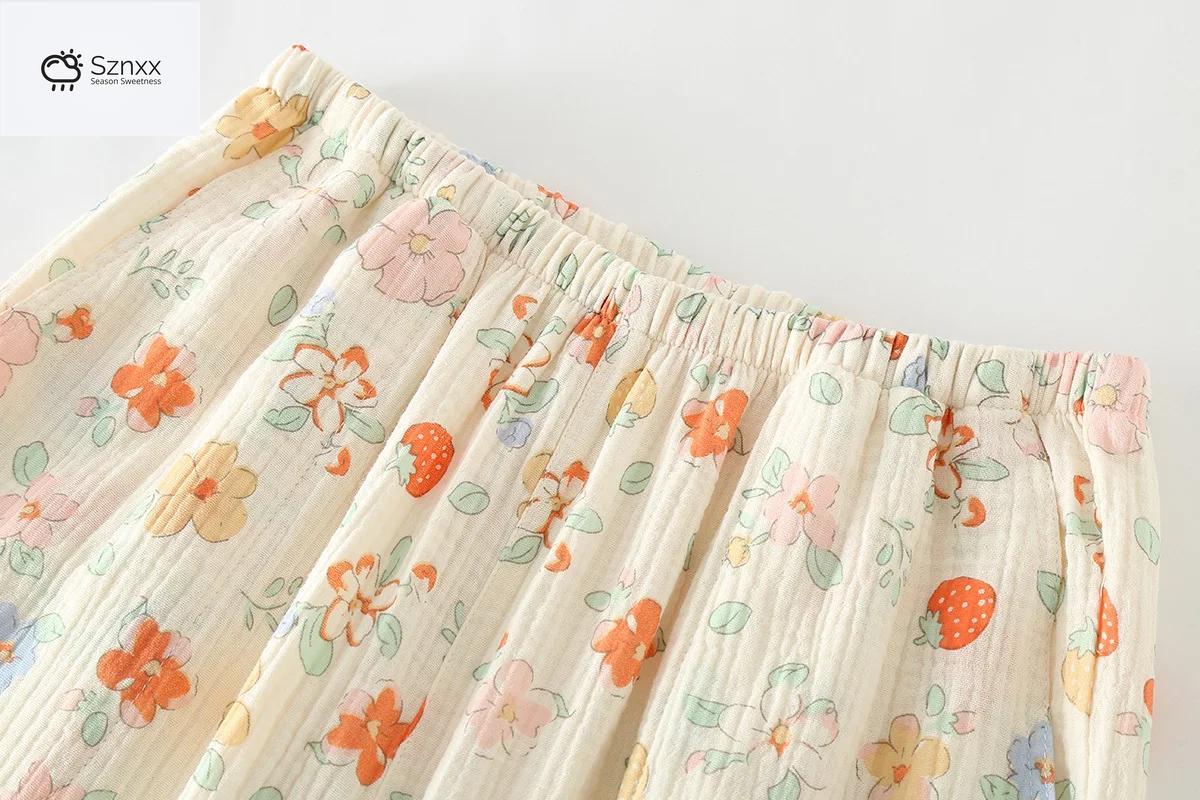 Floral Short-sleeve Cotton Pajama Set With Capris