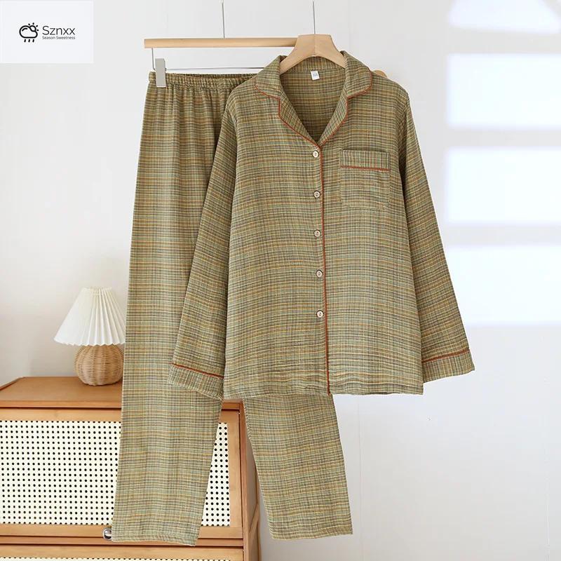Womens Breathable Cotton Loose Pajama Lounge Set