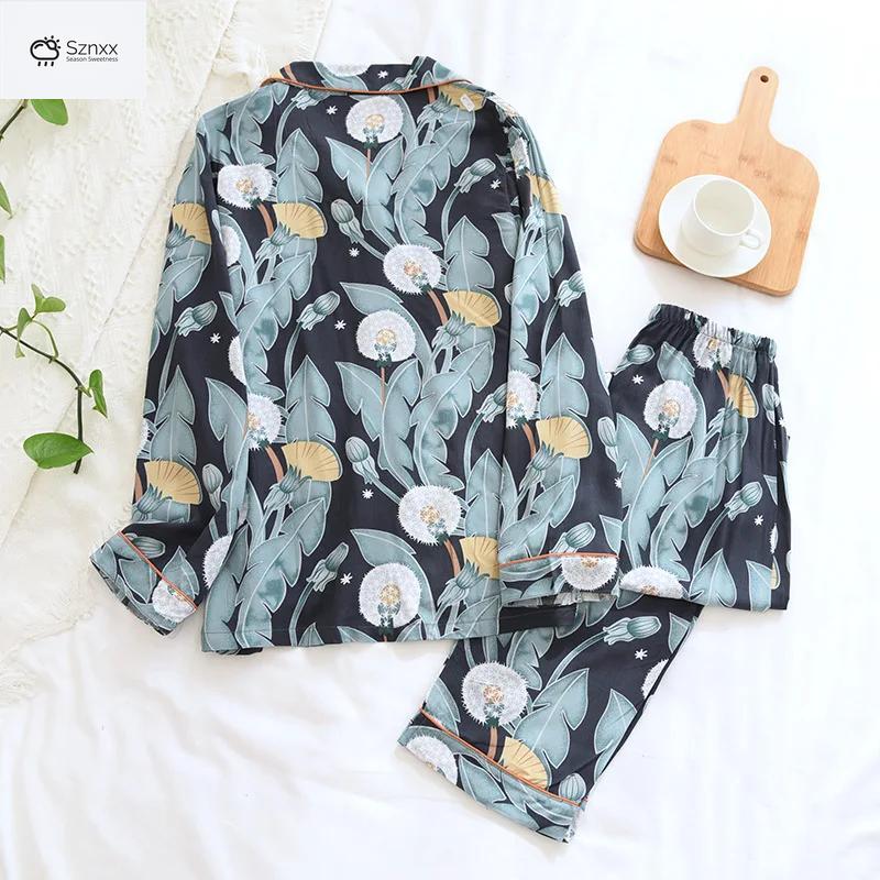 Loose Dandelion Viscose Pajama Set For Women