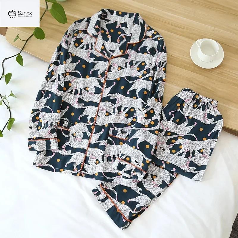 Soft Cartoon Viscose Long-sleeve Ladies Pajama Set