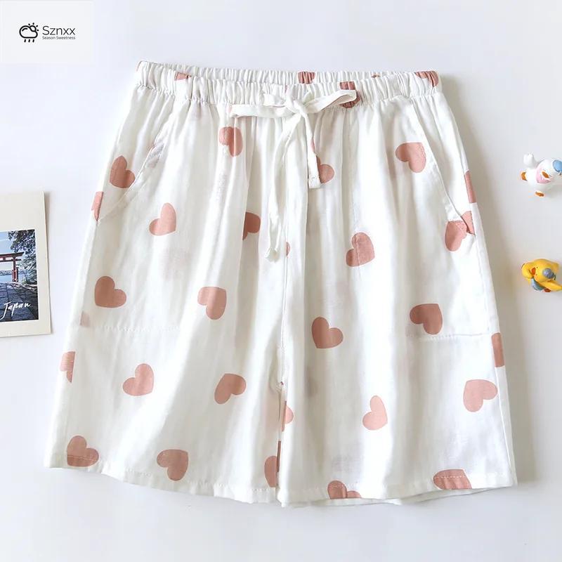 Womens Ultra-thin Cotton Gauze Sleep Shorts