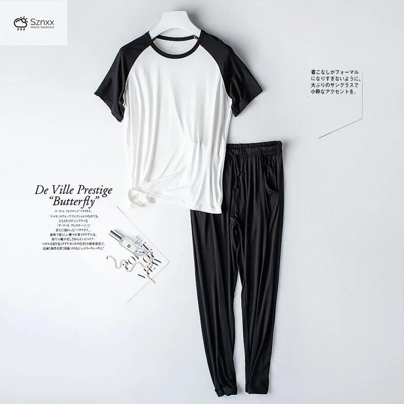 Womens Modal Short-sleeve Pajama Set Lightweight Breathable