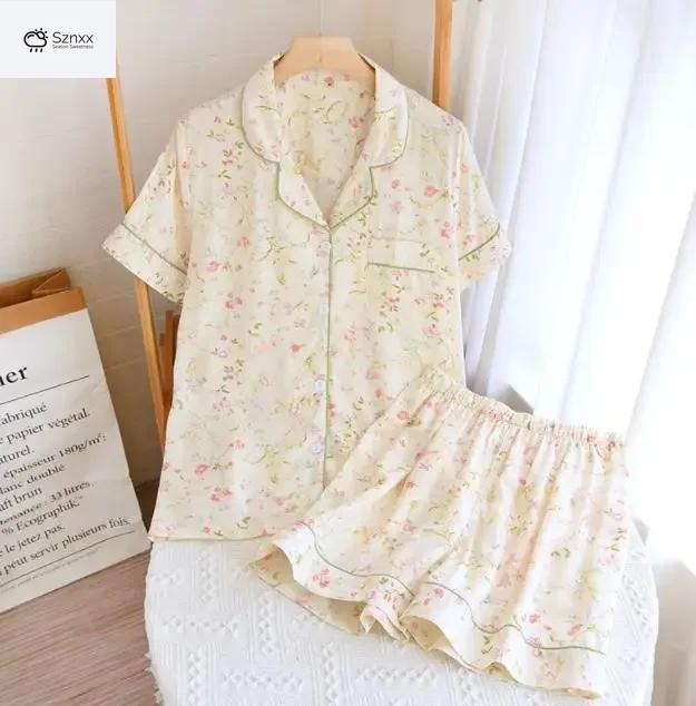 Comfortable Viscose Buckle Pajama Shorts Set