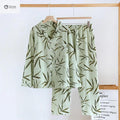 Womens Breathable Cotton Crepe Long-sleeve Pajama Set
