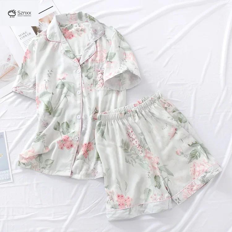 Comfortable Viscose Buckle Pajama Shorts Set