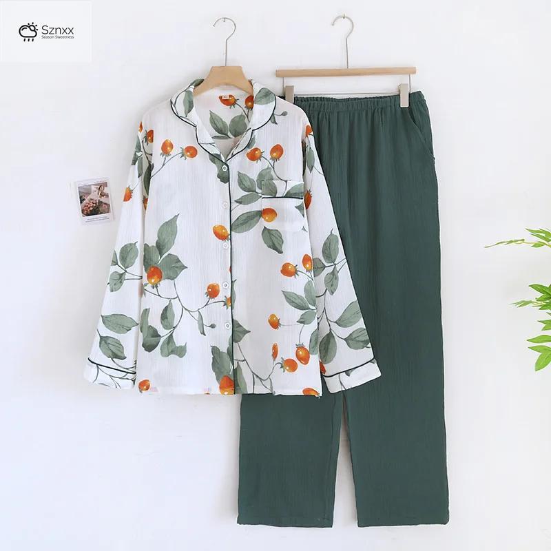 Minimalist Crepe Cotton Long-sleeve Pajama Set