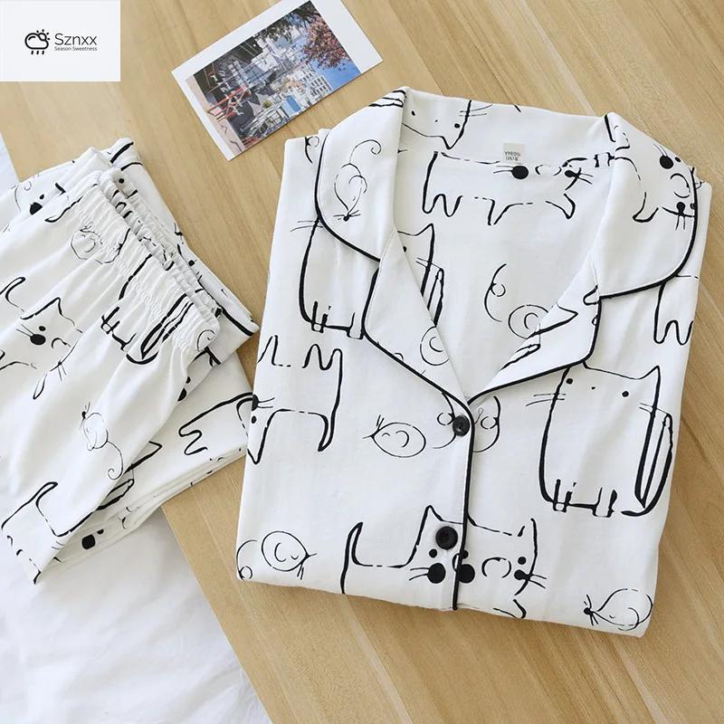 Cozy Cotton Cartoon Print Long-sleeve Pajama Set