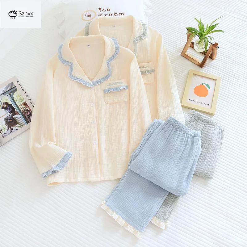 Womens Cotton Crepe Pajama Loungewear Set