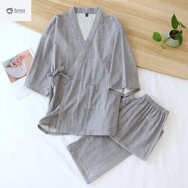 Japanese Cotton Kimono Couple Pajama Set