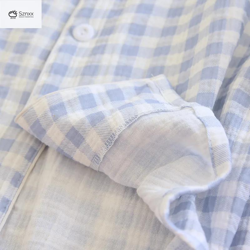 Checkered Cotton Couple Pajama Set Long Sleeve