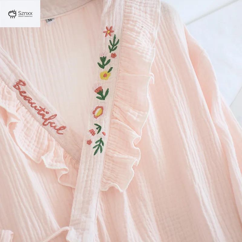 Japanese Cotton Crepe Kimono Pajama Two-piece Set