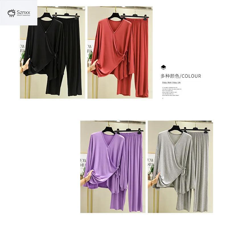 Japanese-inspired Loose Pajama Set With V-neck Design