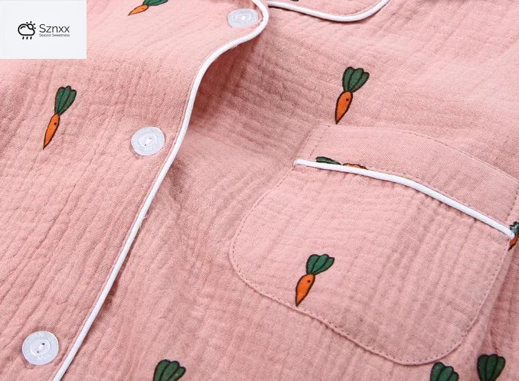 Womens Cotton Crepe Long-sleeve Pajama Lounge Set