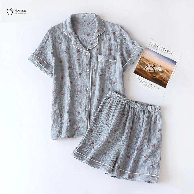 Japanese Cotton Crepe Loose Pajama Shorts Set