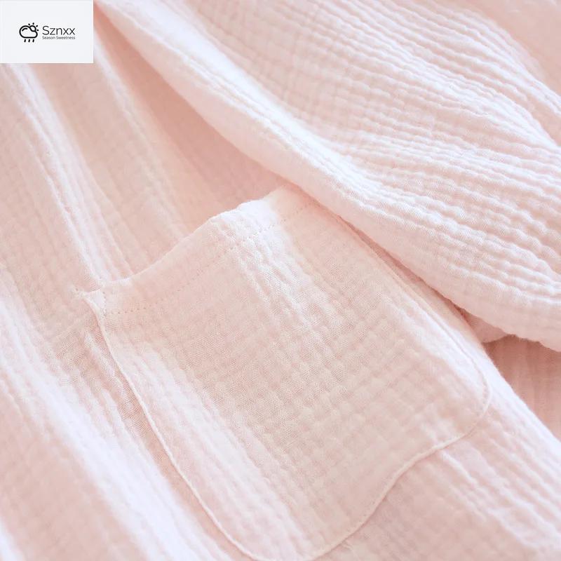 Japanese Cotton Crepe Kimono Pajama Two-piece Set