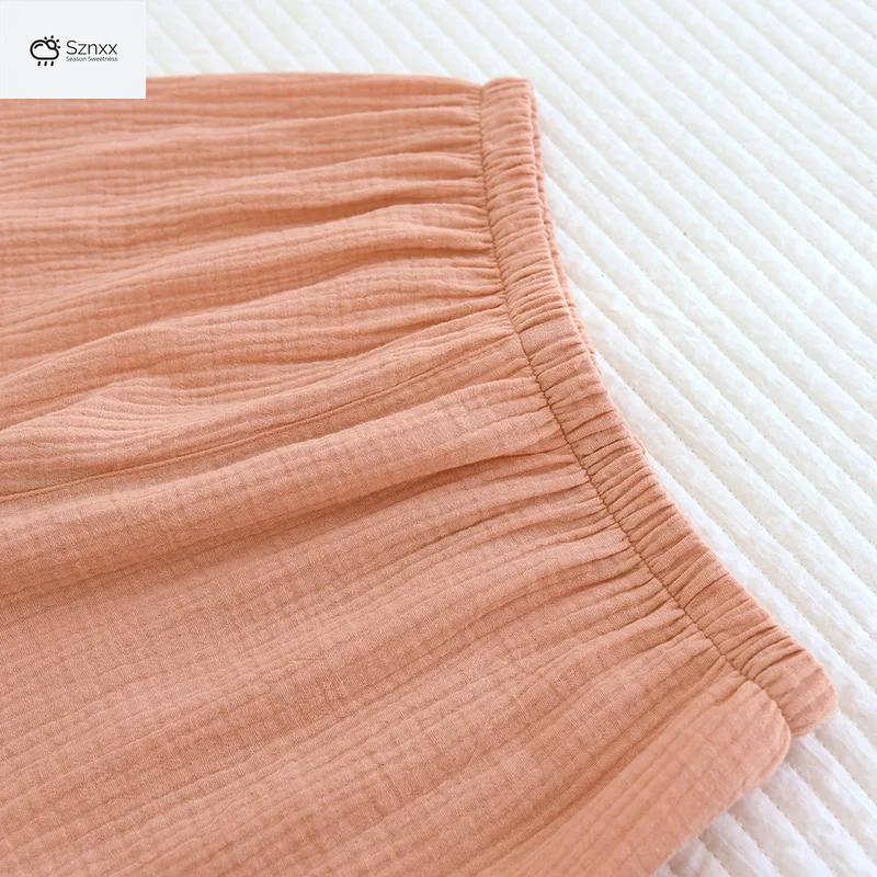 Soft Cotton Crepe Long-sleeve Pajama Lounge Set