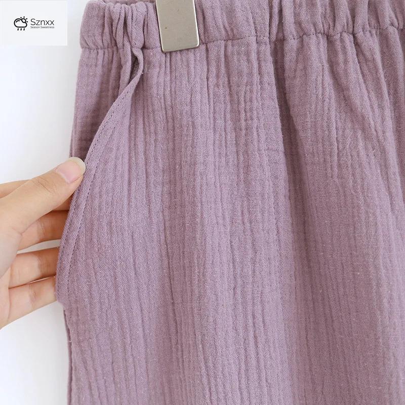 Minimalist Crepe Cotton Long-sleeve Pajama Set