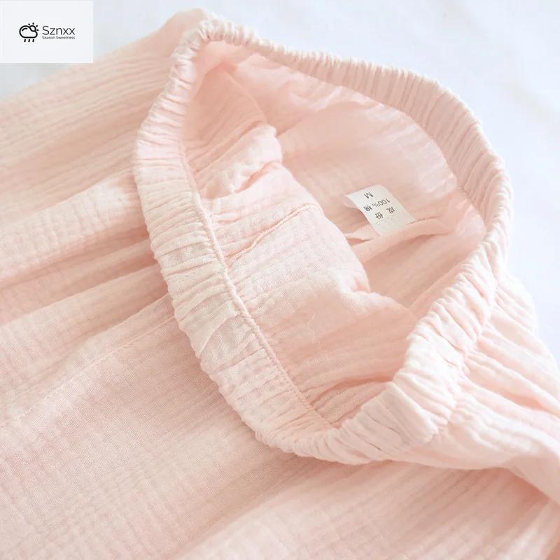 Japanese Cotton Crepe Kimono Pajama Two-piece Set
