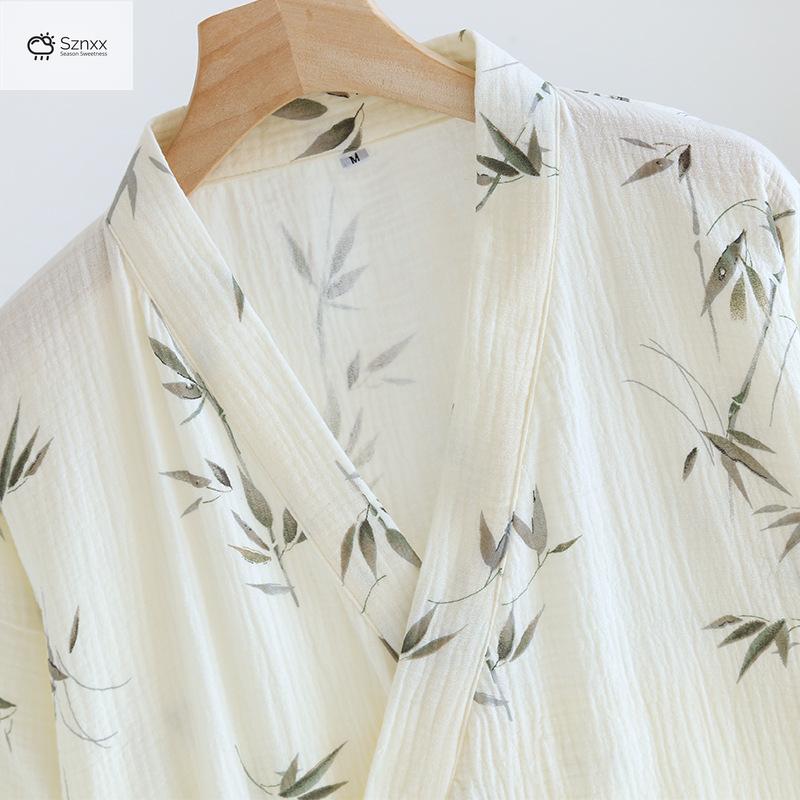 Japanese Cotton Crepe Kimono Robe For Women