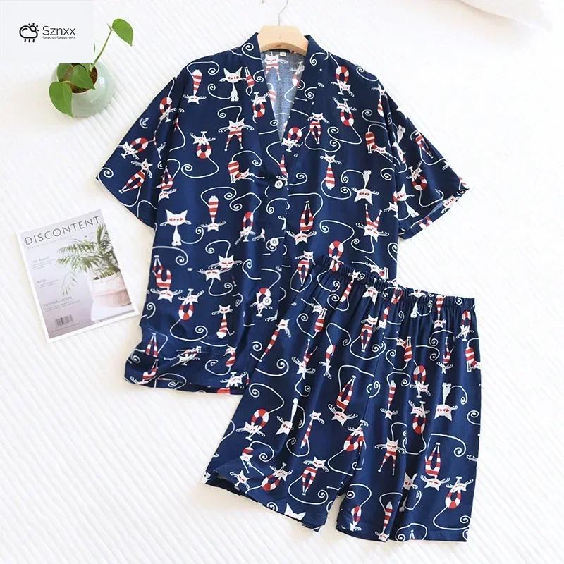 Floral V-neck Viscose Pajama Shorts Set