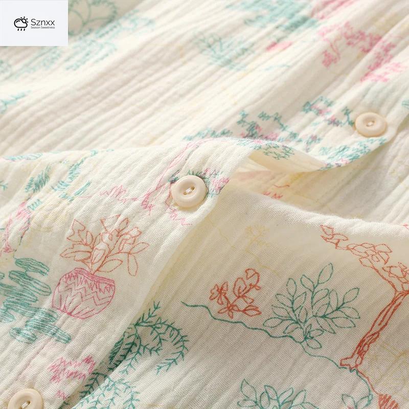 Womens Floral Cotton Long Sleeve Pajama Set