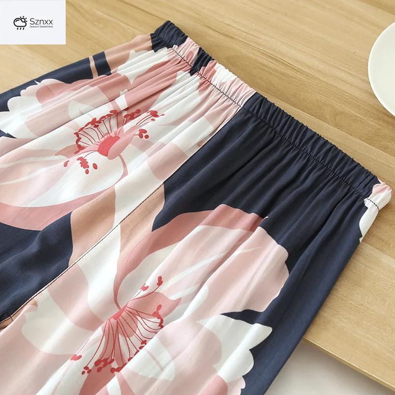 Soft Cartoon Viscose Long-sleeve Ladies Pajama Set
