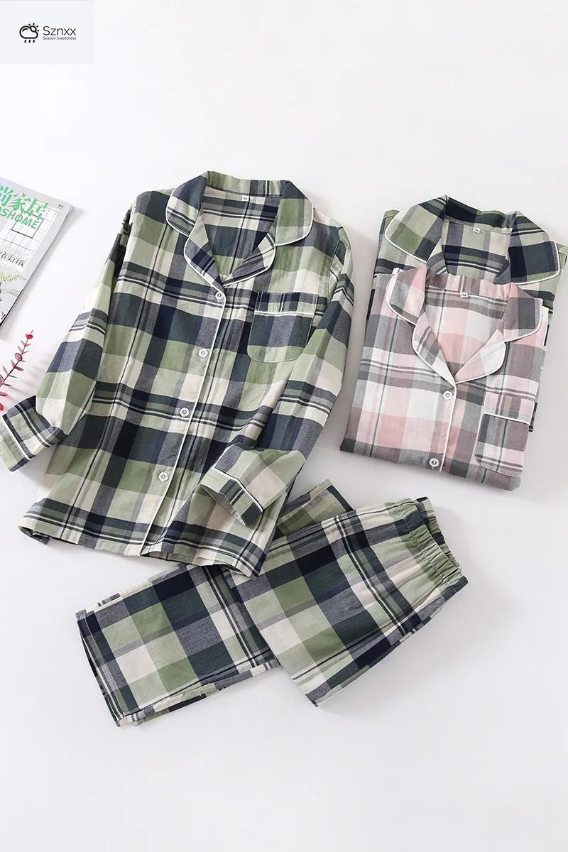 Soft Cotton Gauze Couple Pajama Set Plus Size