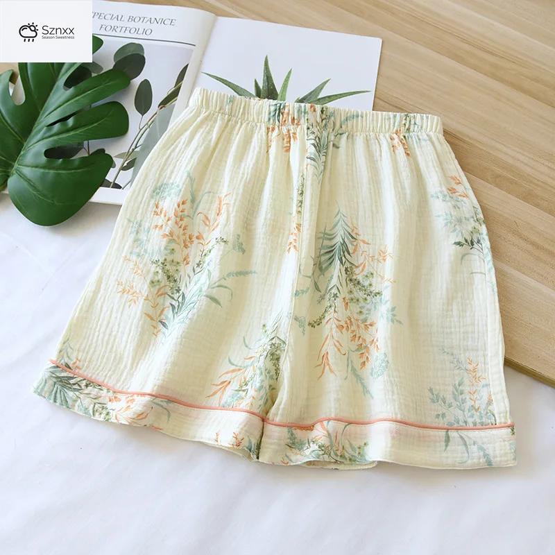 Womens Loose Cotton Crepe Pajama Shorts Summer Essentials