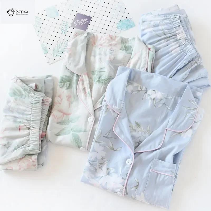 Floral Viscose Silk Loungewear Long-sleeve Pajama Set