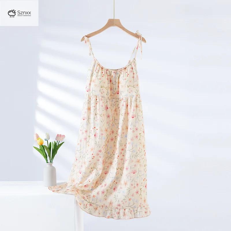 Womens Cotton Crepe Sleeveless Slip Dress Nightgown