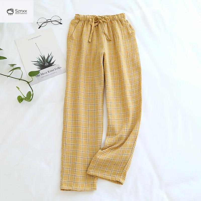 Unisex Cotton Crepe Plaid Lounge Trousers