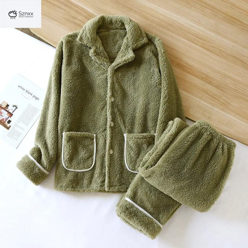 Cozy Flannel Couple Lounge Set With Thickened Fleece