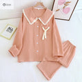 Soft Cotton Crepe Long-sleeve Pajama Lounge Set