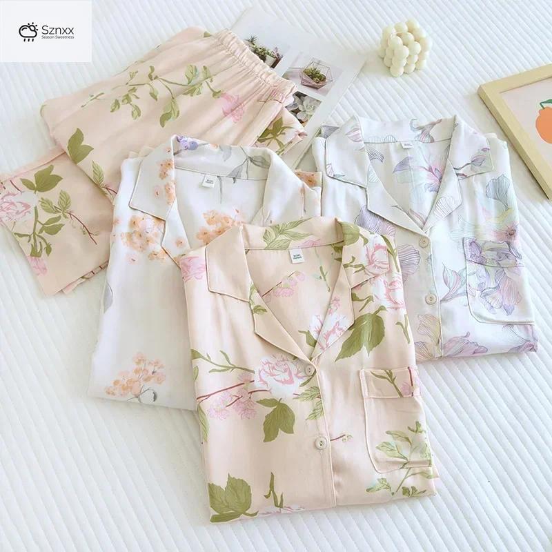 Satin Viscose Floral Pajama Set For Women